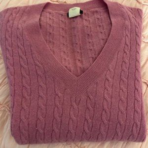 J Crew V Neck Merino Cable Knit Pullover
